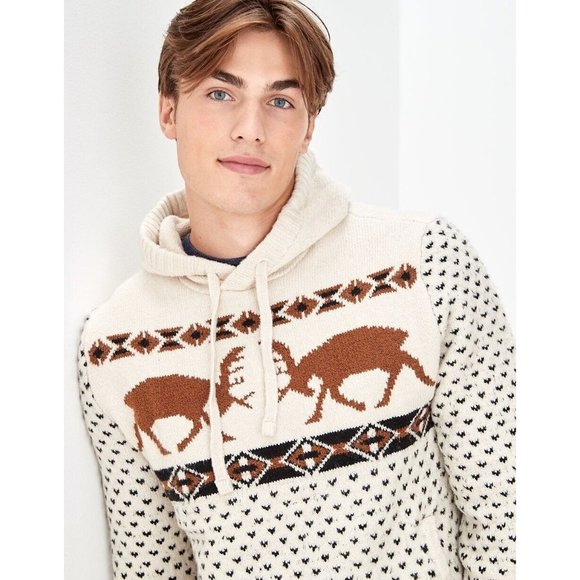 American Eagle Hooded Elk Fairisle Super Soft Sweater‎ Cotton Blend Medium - Picture 1 of 10